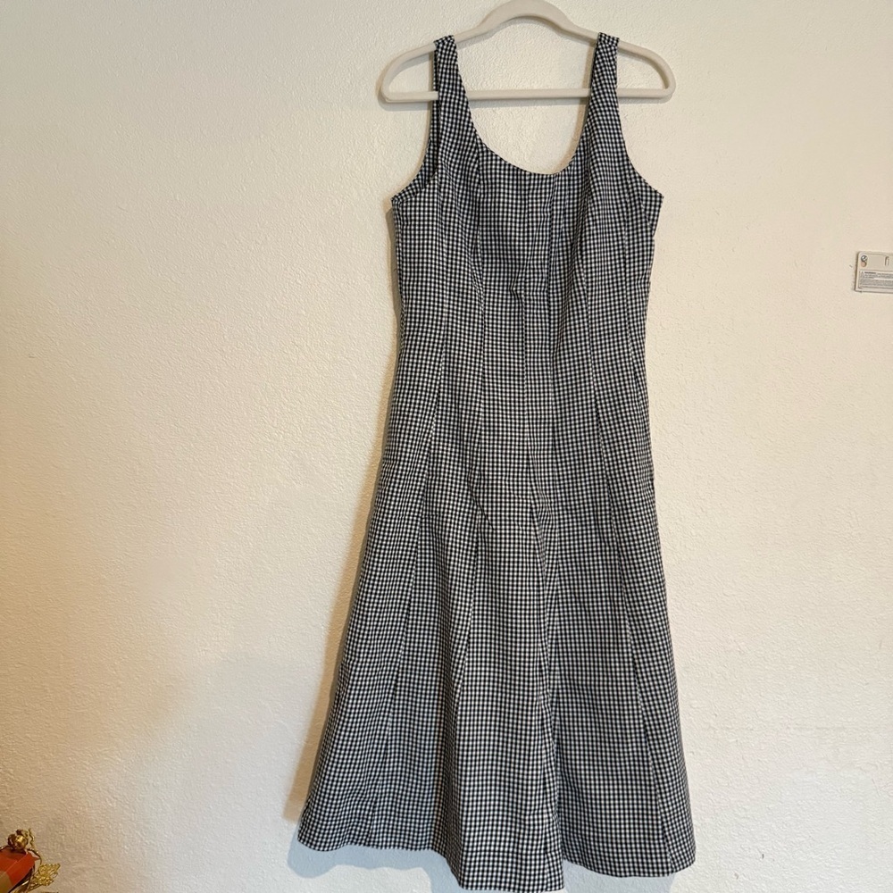 Women's Corset Midi A-Line Dress - A New Day™ Black Gingham 2: Cotton Rayon Blen - Picture 5 of 12